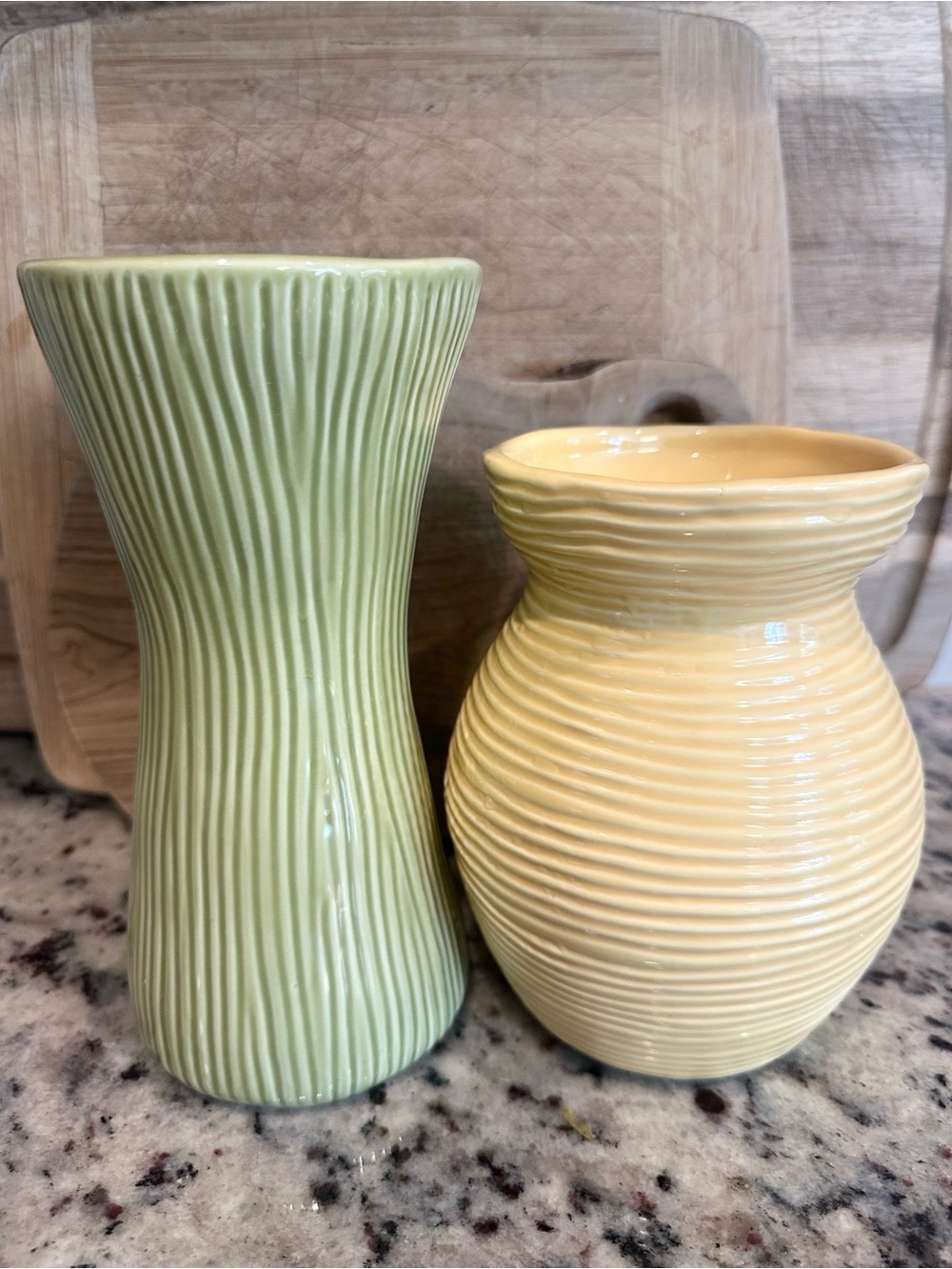 Crate & Barrel by B. Eigen Reeded Ceramic Vase Bundle
